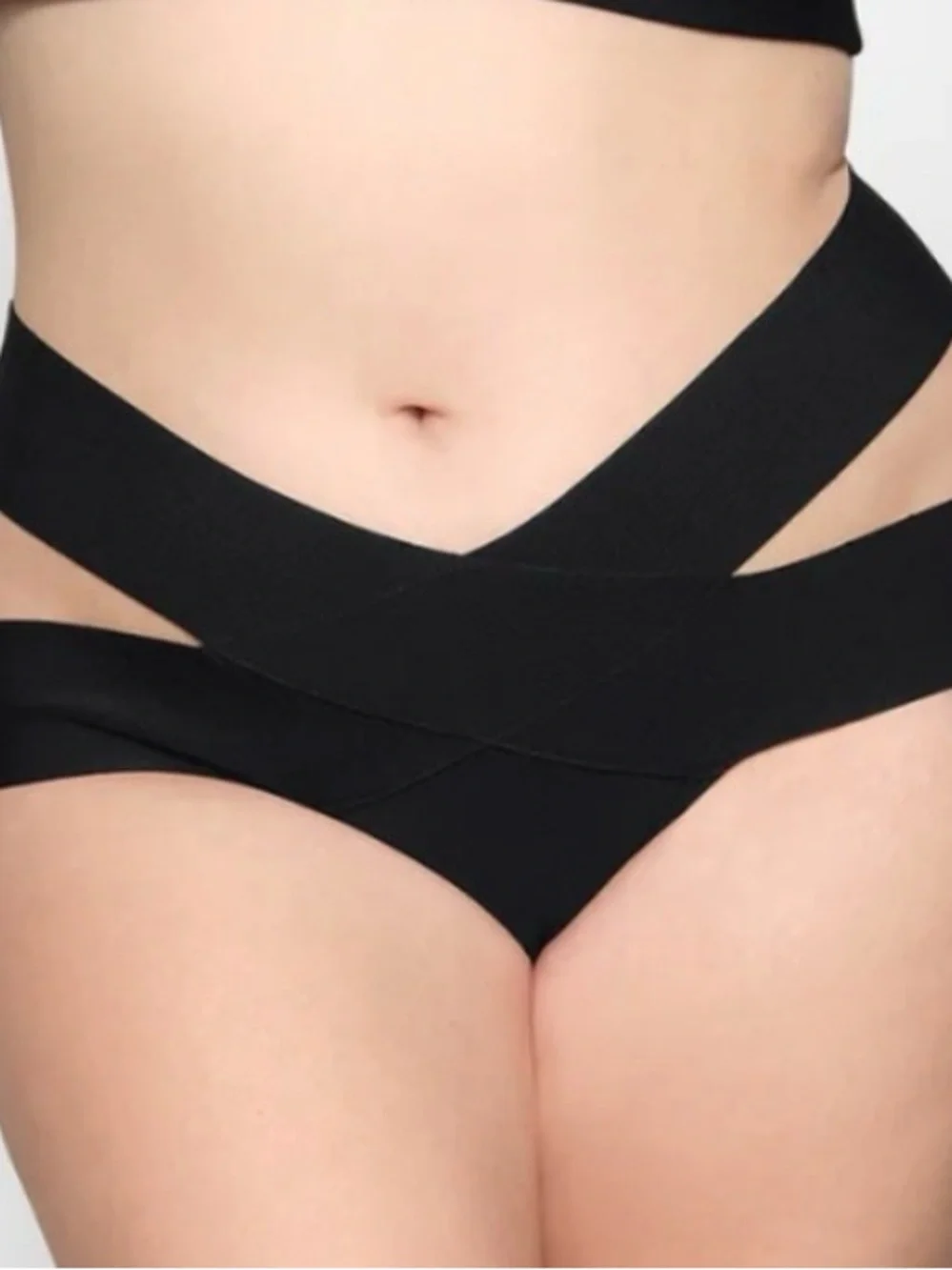 Skims 4X knit swim strappy bikini bottom only SW BIK 0165 color Onyx NWT